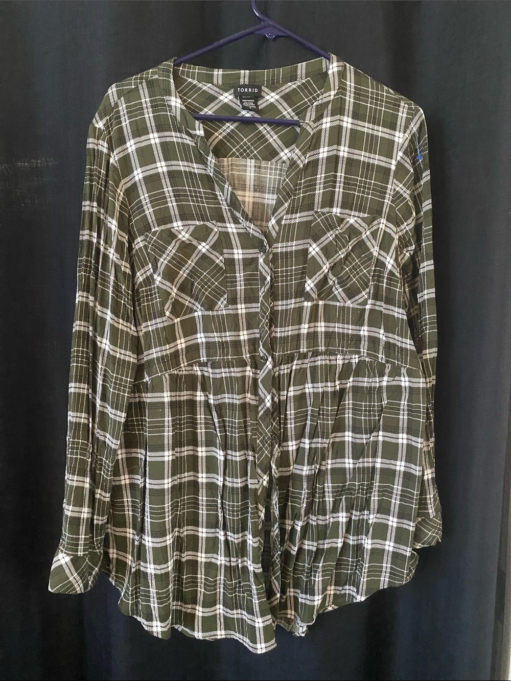 torrid Olive Green Plaid Tunic Top